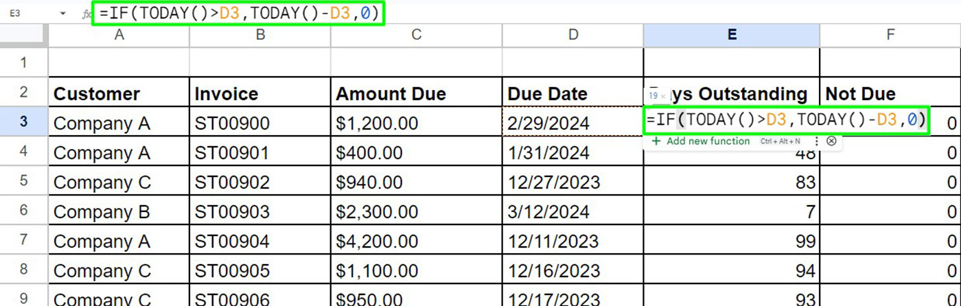 Step 2: Utilize Excel formulas for aging analysis in the creation of an aging report.